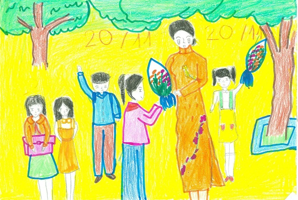 Bộ sưu tập tranh vẽ cô giáo và học sinh, tranh vẽ kỷ niệm 20/11 72